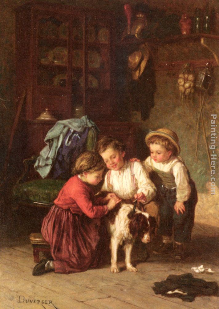 The Patient Pet painting - Theophile-Emmanuel Duverger The Patient Pet art painting